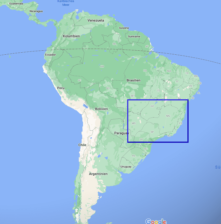 Südamerika – markierter Ausschnitt siehe nächste Detailkarte