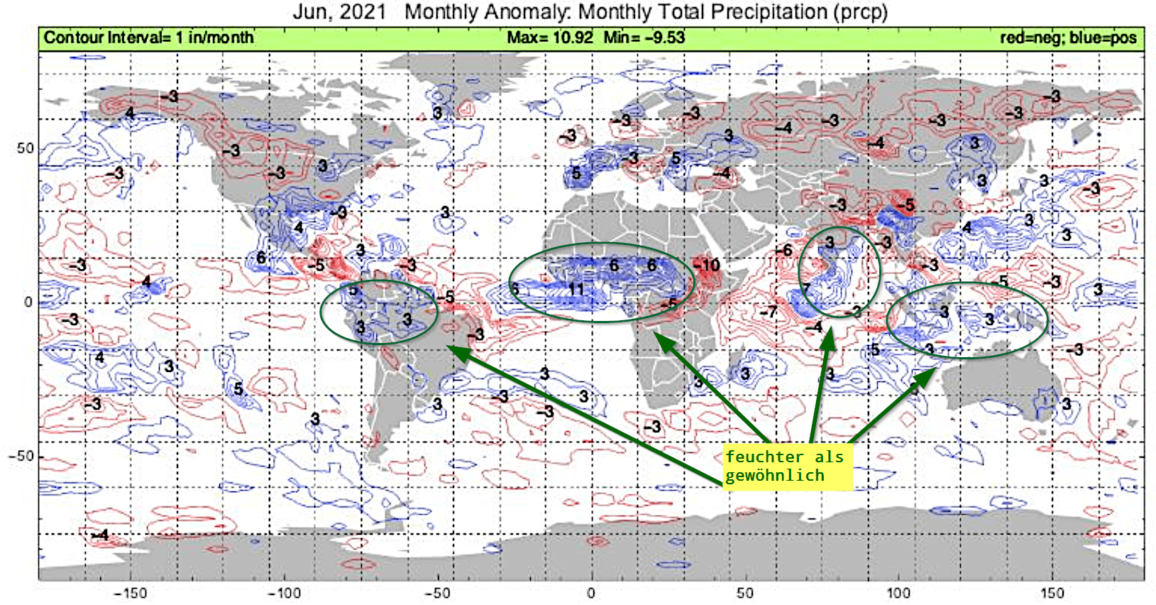 Niederschlagsanomalien August 2021 – Chart: Climate Predict Lite