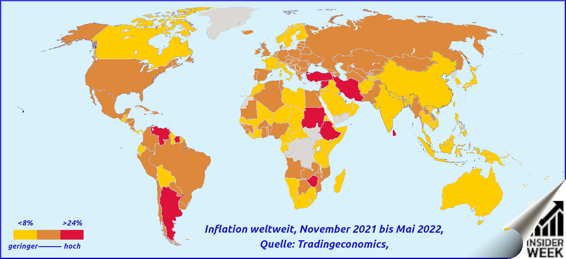 Jahresrückblick auf die Inflationsraten weltweit 2022