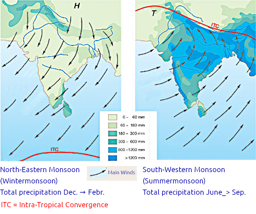 The two monsoon phases in India
