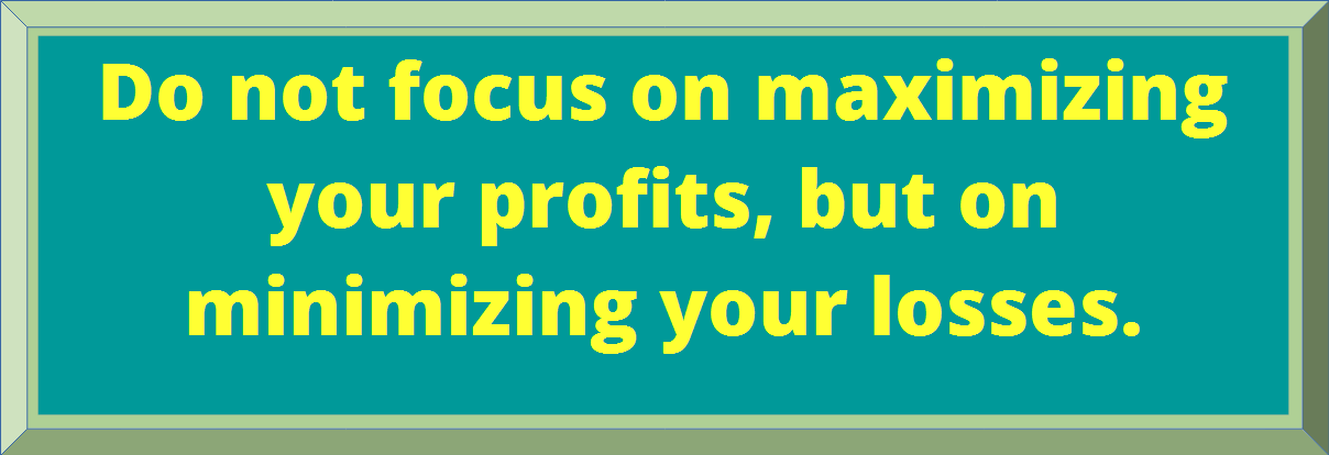 Don't focus on maximizing your profits, but on minimizing your losses.